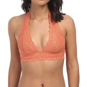 Free People Galloon lace halter bra light orange NEW